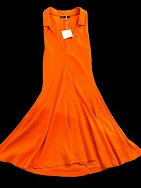 Orange Zara collared dress V-neck